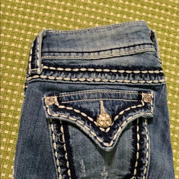 Miss Me Bootcut Light Wash White Stitch Jeans 25 - Picture 3 of 8